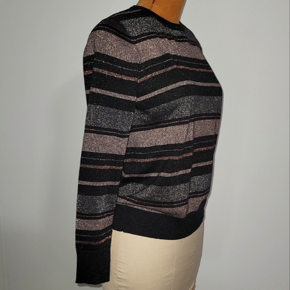 Ann Taylor Metallic Stripe Sweater  Sz L